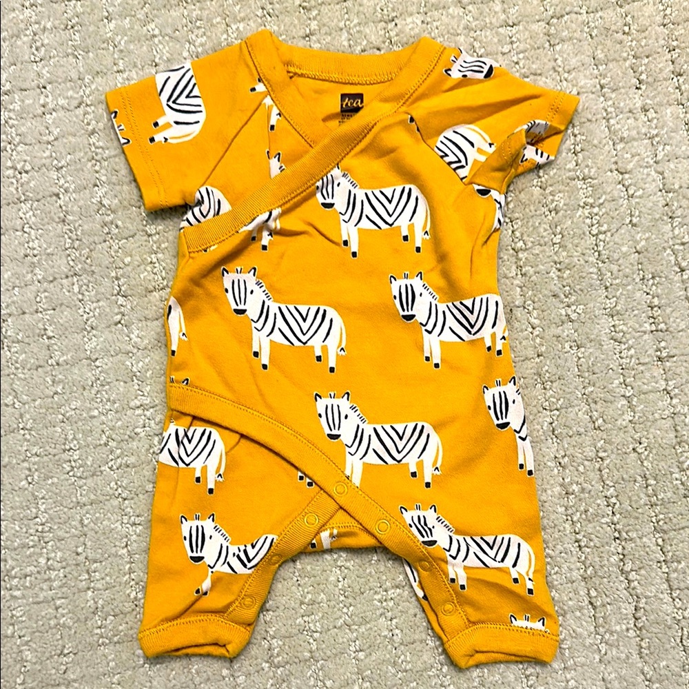Tea Collection Mustard Zebra Print Bodysuit